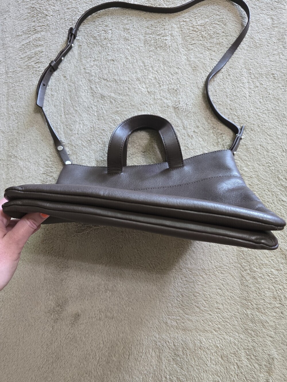 Skagen Chocolate Brown Leather Crossbody Satchel - Picture 8 of 16